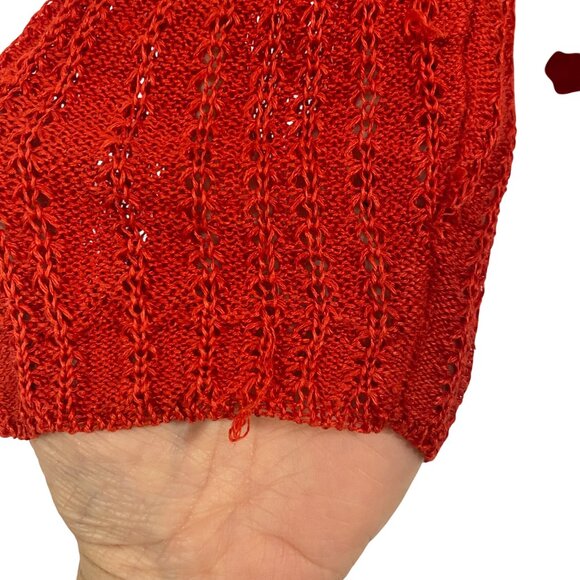 Eileen Fisher Loose Knit Open Red Linen Cardigan Size L‎ - Picture 5 of 9